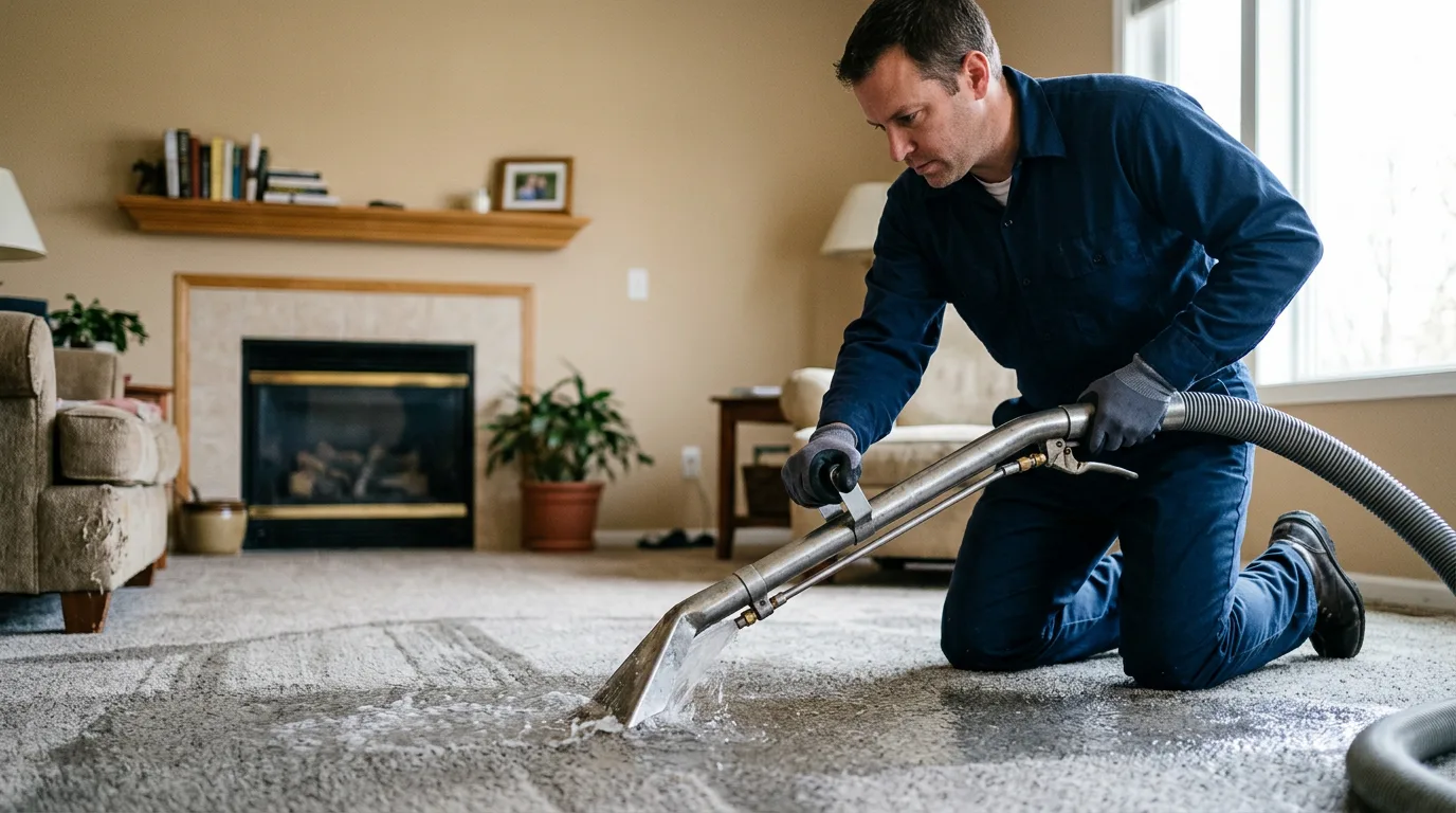 Water damage restoration technician working near Hadley, PA